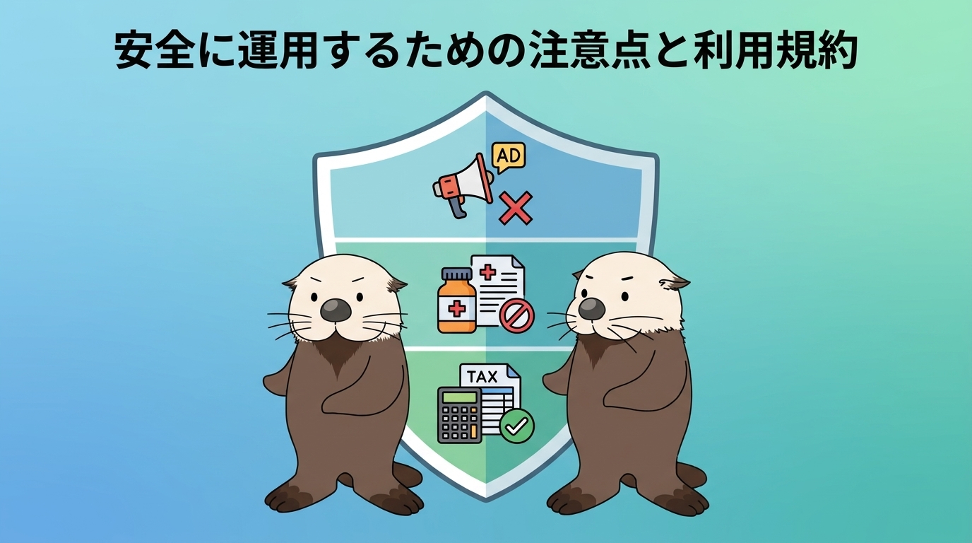 安全に運用するための注意点と利用規約